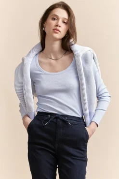 Ribbed long sleeves top