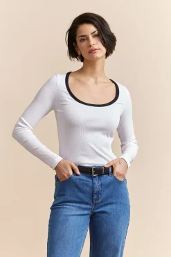 Ribbed long sleeves top