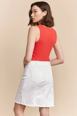 Ribbed tank top with scoop neck