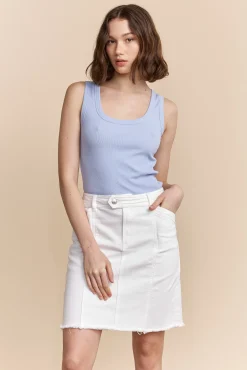 Ribbed tank top with scoop neck