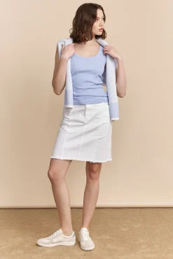 Ribbed tank top with scoop neck
