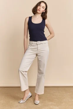 Ribbed tank top with scoop neck