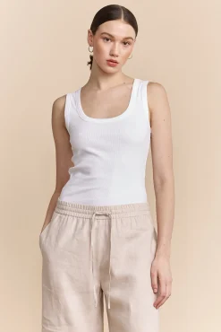 Ribbed tank top with scoop neck