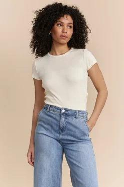 Ribbed t-shirt with crew neck