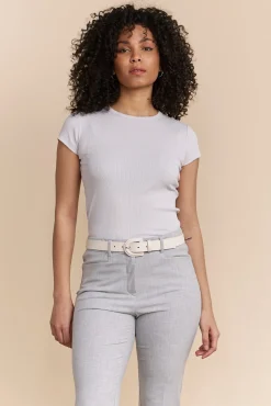 Ribbed t-shirt with crew neck