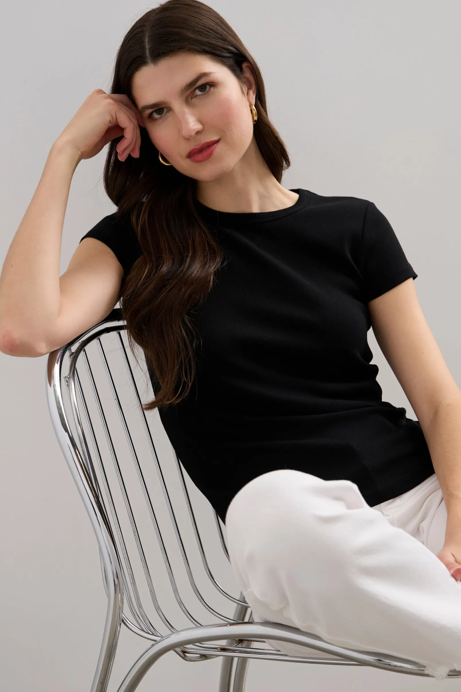 Ribbed t-shirt with crew neck