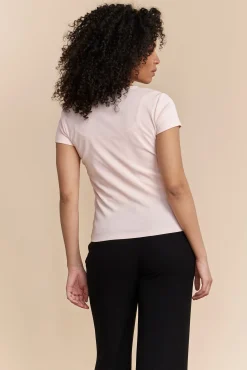 Ribbed t-shirt with V neck
