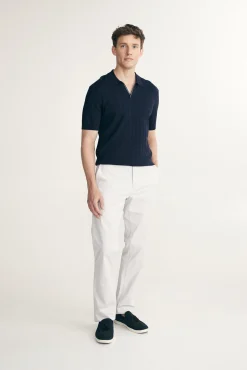 Rib knit johnny collar polo