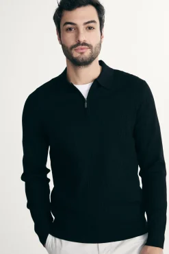 Rib knit solid polo