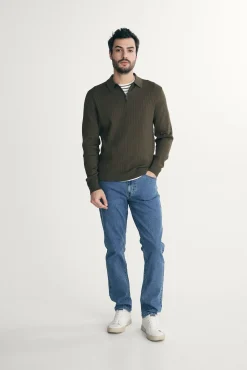 Rib knit solid polo