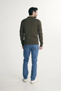 Rib knit solid polo