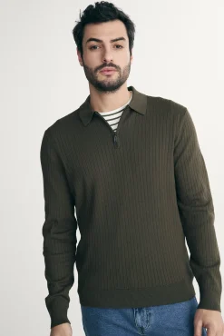 Rib knit solid polo