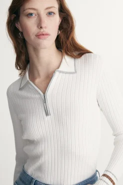 Rib polo sweater