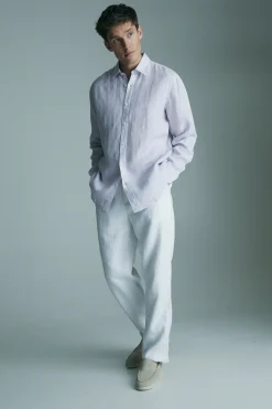 Semi-Fitted stripe Linen shirt