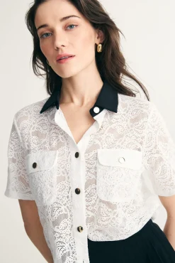 Short sleeve lace shirt