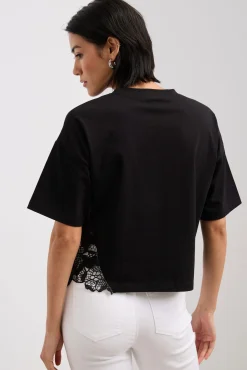 Short t-shirt with crochet detail