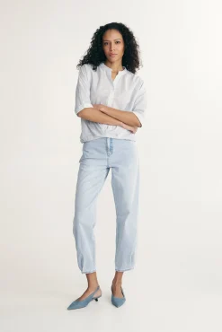 Sleeve dolman top with pleats at front