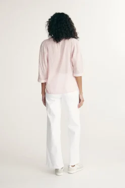 Sleeve dolman top with pleats at front