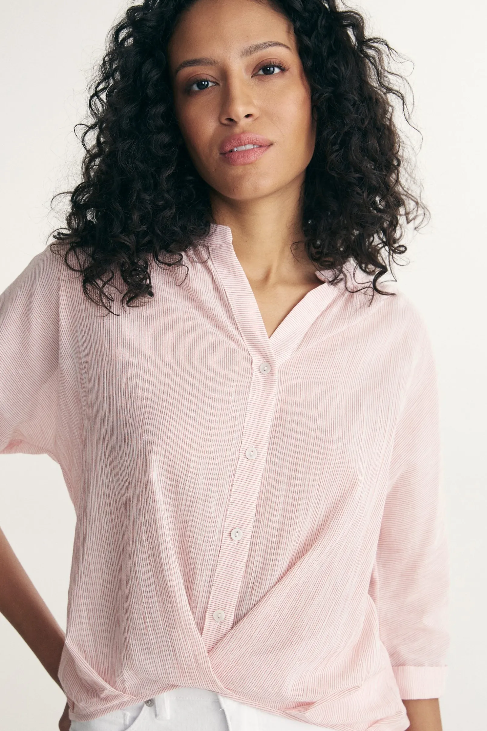 Sleeve dolman top with pleats at front