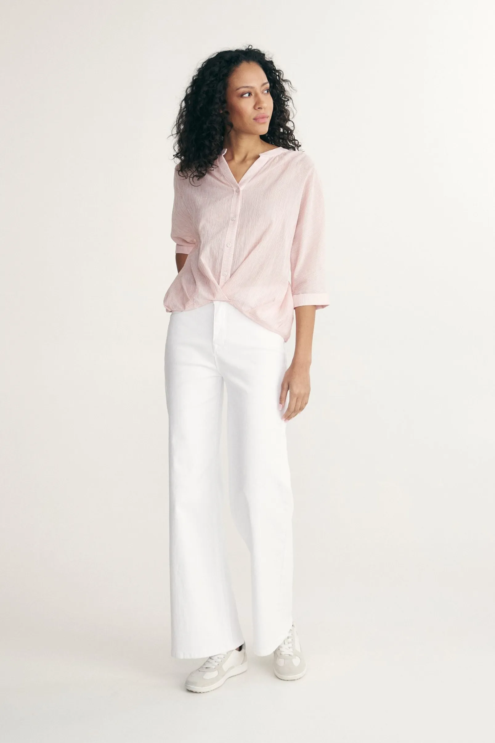 Sleeve dolman top with pleats at front