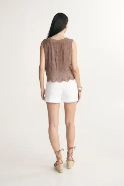 Sleeveless embroidered blouse