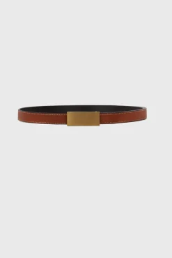 Slim belt with gold buckle