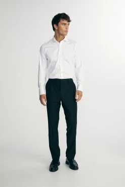 Solid color pleated pants