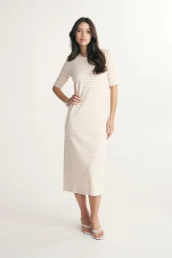 Straight striped rib dress
