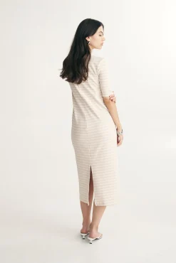 Straight striped rib dress