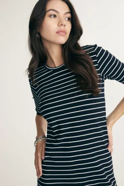 Straight striped rib dress