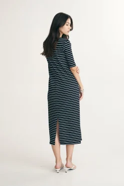 Straight striped rib dress