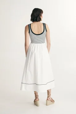 Striped mixed-material dress