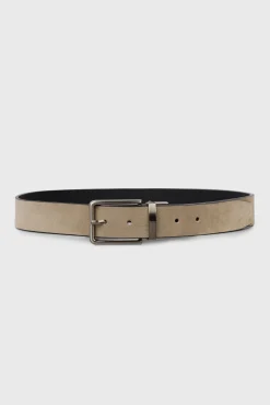 Suede and leather reversible belt
