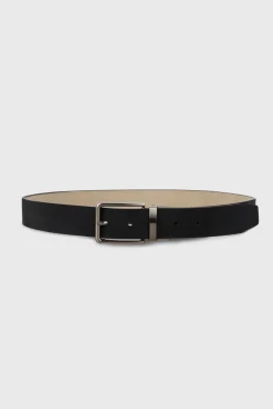 Suede and leather reversible belt