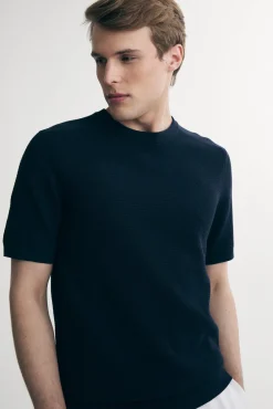 Textured crew neck sweater