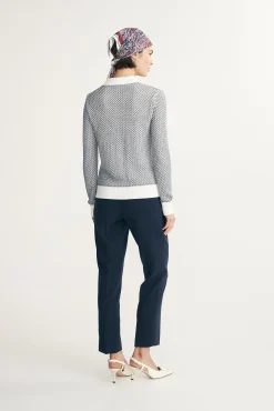 Textured polo sweater