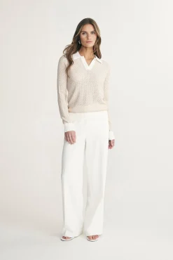 Textured polo sweater