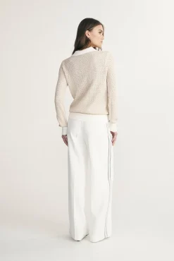 Textured polo sweater