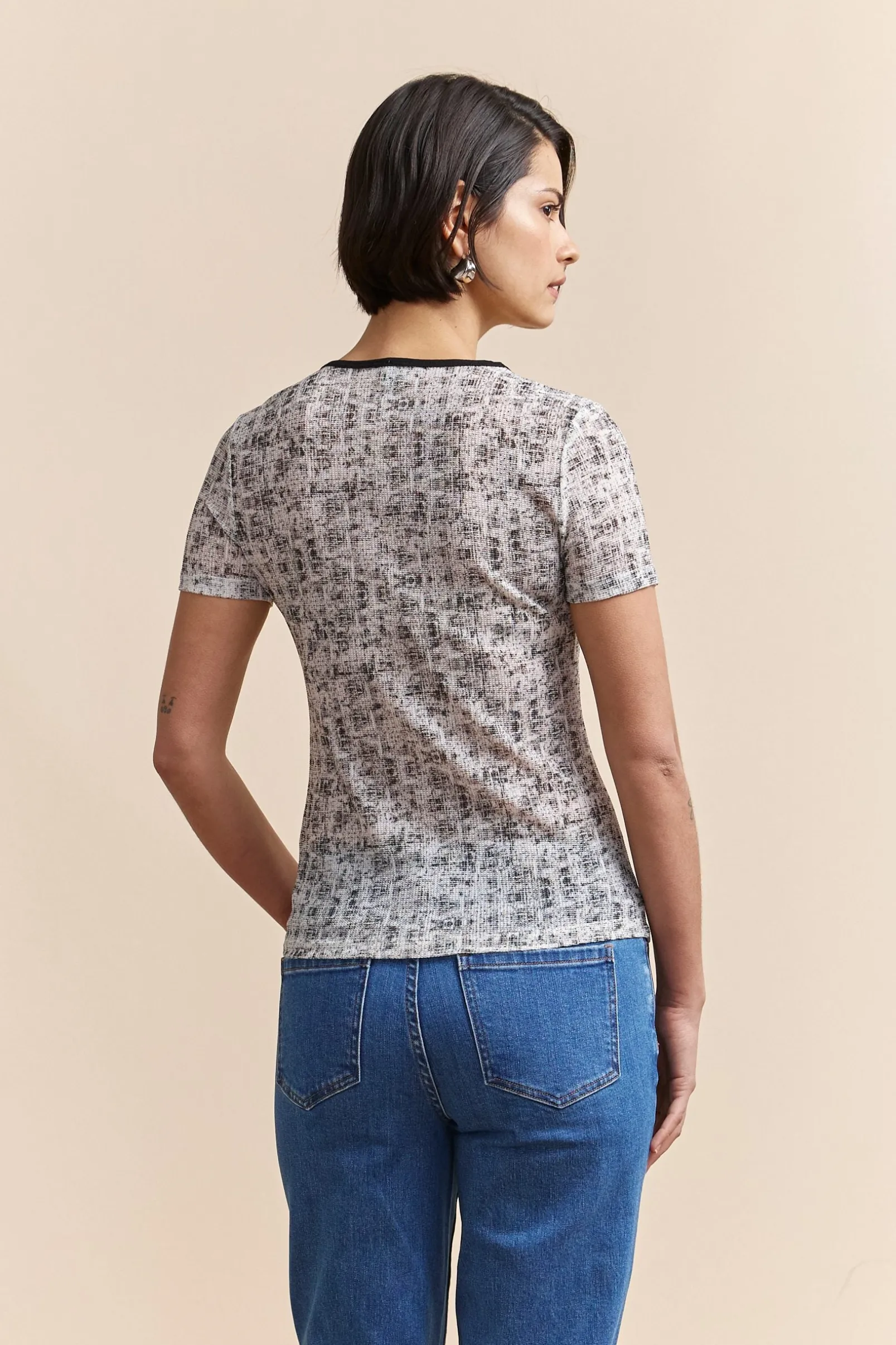 Textured T-shirt with print