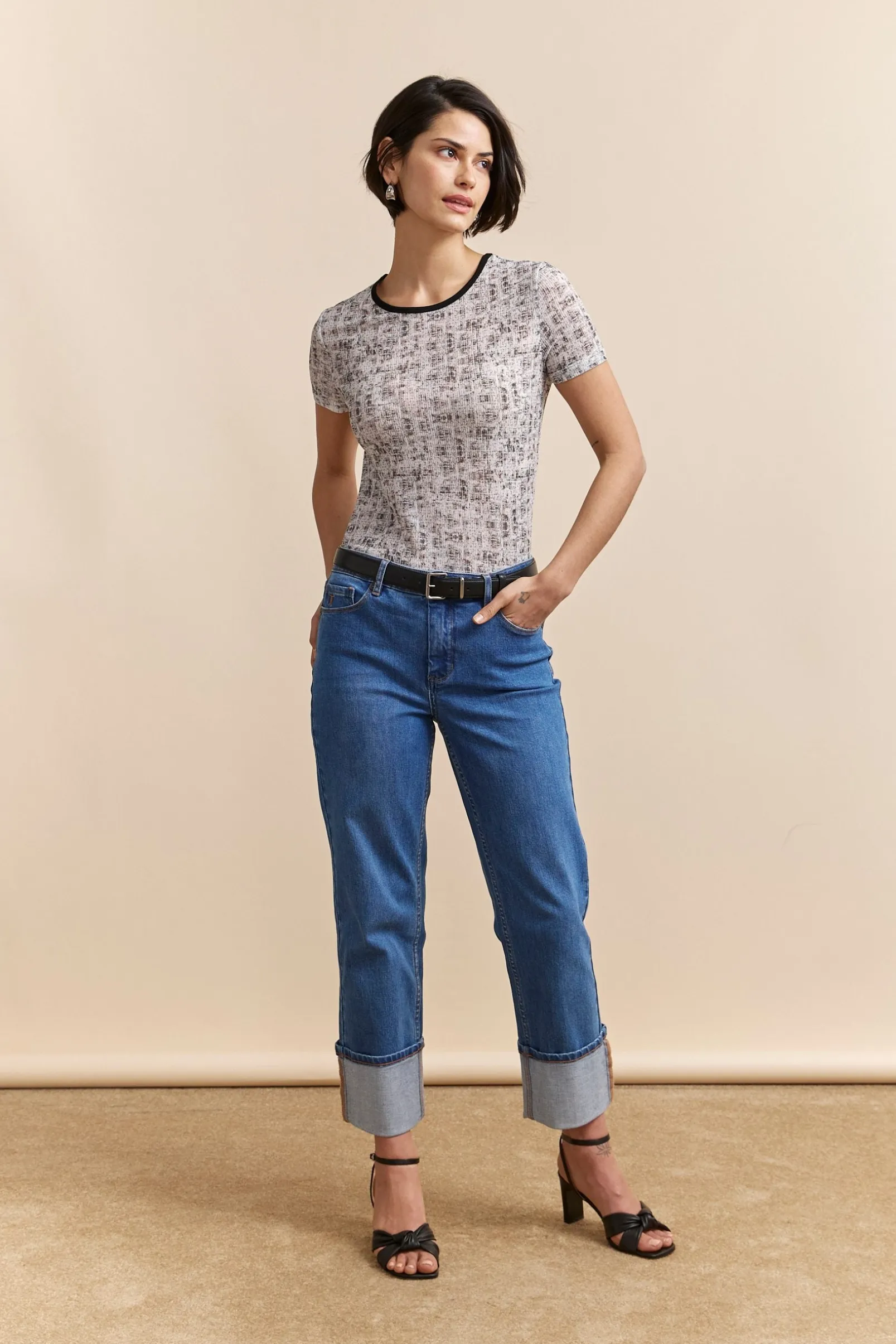 Textured T-shirt with print