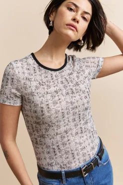 Textured T-shirt with print