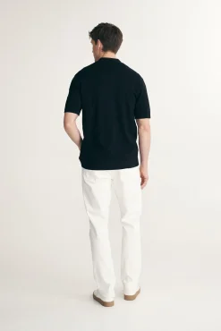 Textured vertical stripes knitted shirt