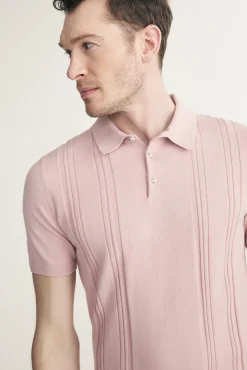 Textured vertical stripes polo
