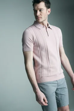 Textured vertical stripes polo