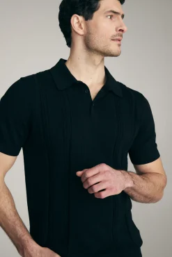 Textured vertical stripes polo