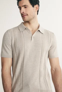 Textured vertical stripes polo