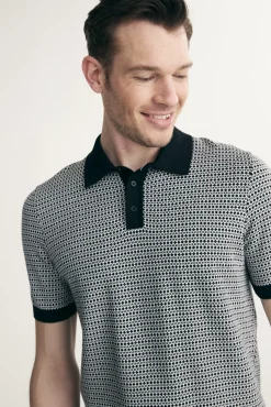 Two tone jacquard polo