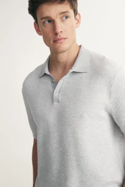 Two tone textured knitted polo