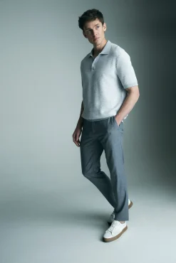 Two tone textured knitted polo