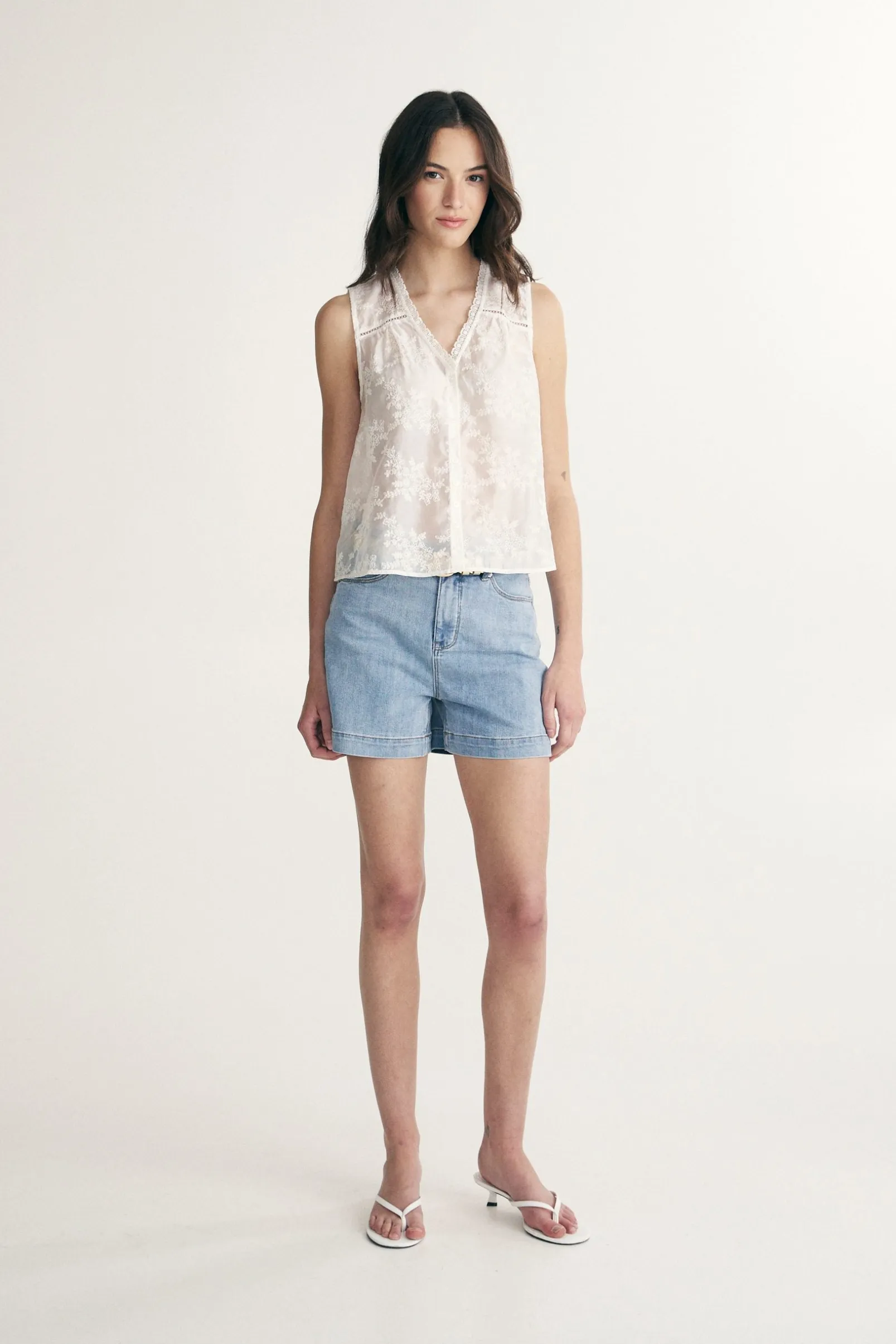 V-neck sleeveless top